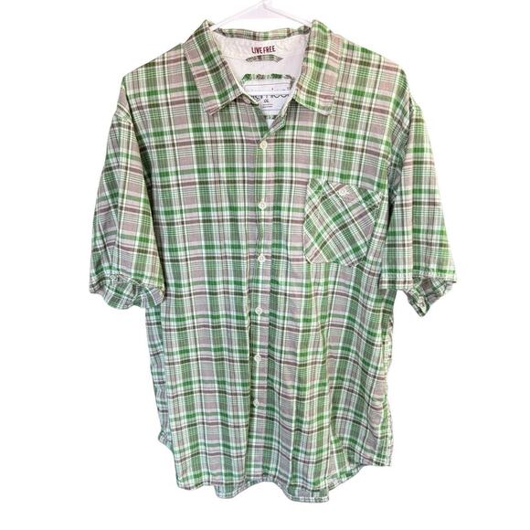 Gramicci Button Up Shirt Plaid 2XL XXL Green S/S Coastal Beach Travel Relaxed - Picture 1 of 8